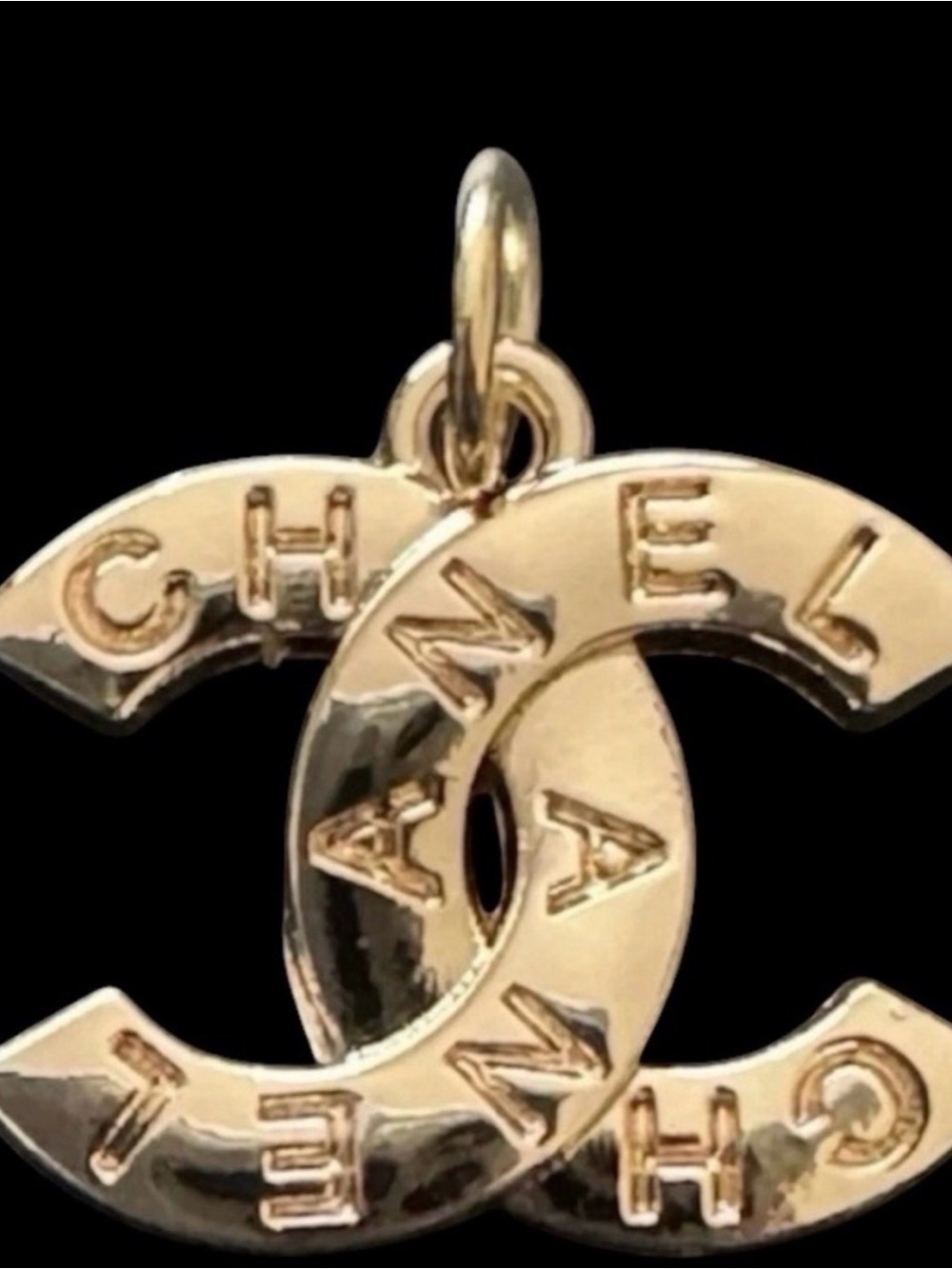 Gold Interlocking CC Logo Pendant Charm